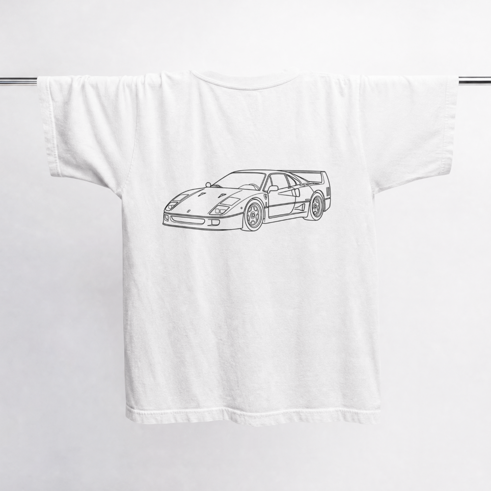 Ferrari F40 T-Shirt, Classic Vintage Front View Car Outline Tee, Unisex Ferrari Fan Gift, Supercar Line Art Shirt, Car Lover Enthusiast Tee